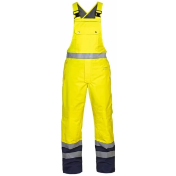Image of Hydrowear - UTTING SNS HI VIS WATERPROOF BIB & BRACE YELLOW/NAVY LGE