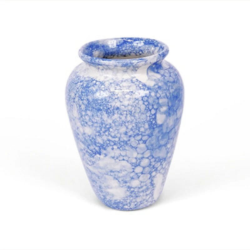 Image of Verano Spanish Ceramics Burbujas Blue & White Ceramic Home Decor Small Vase 24X16X10Cm