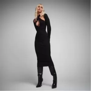 Image of Missguided Plunge Halterneck Cut Out Midaxi Dress - Black