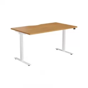 Image of 1200MM Height Adjustable Desk (Cut Out) White/Oak