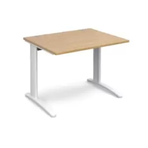 Image of Office Desk Rectangular Desk 1000mm Oak Tops With White Frames 800mm Depth TR10