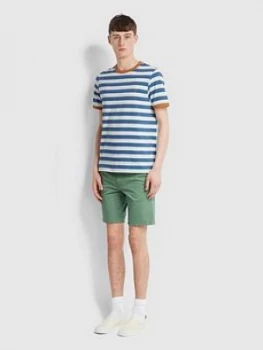Image of Farah Stripe Contrast Ringer T-Shirt - Blue