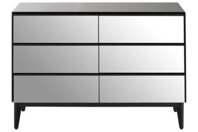 Image of Orsina Ample Storage 6 Drawer Chest, Black Finish Cabinet For Decor, Sturdy Wooden Drawer Chest, Durable Chest