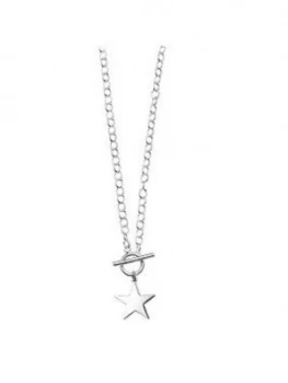 Image of The Love Silver Collection Sterling Silver Star T-Bar Pendant Necklace