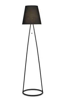 Image of Hayden Floor Lamp 1 Light E27 Matt Black c, w Black Fabric Shade