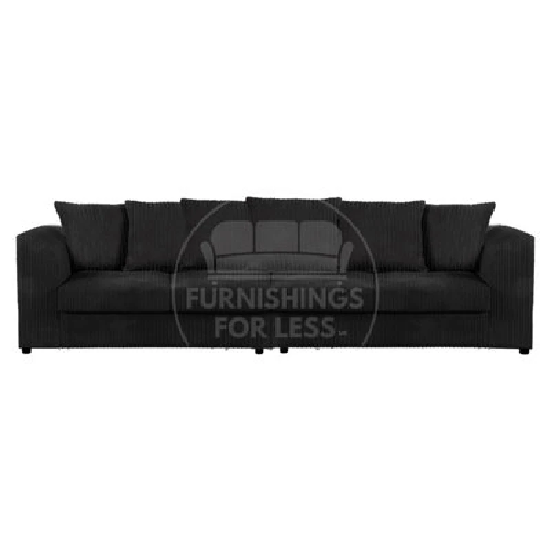 Image of Furnishings For Less UK Luxor Long Fabric Jumbo Cord 4 Seater Sofa - Scatter Back Black