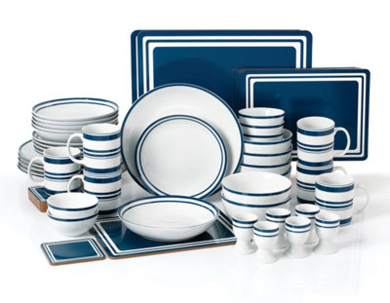 Image of Waterside 56pc Bistro Blue Dinner Set Multi unisex ONE SIZE