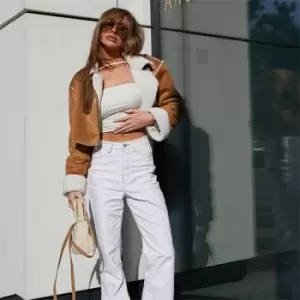 Image of I Saw It First Hem Detail Rigid Flare Jeans - White