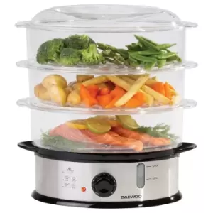 Image of Daewoo SDA1338 1200W 9L 3-Layer Food Steamer - Silver
