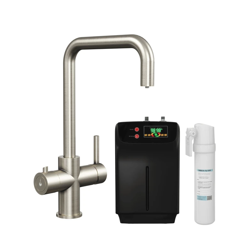 Image of Balterley 3in1 Instant Hot Water Kitchen Sink Tap Tank Filter Brushed Steel Silver