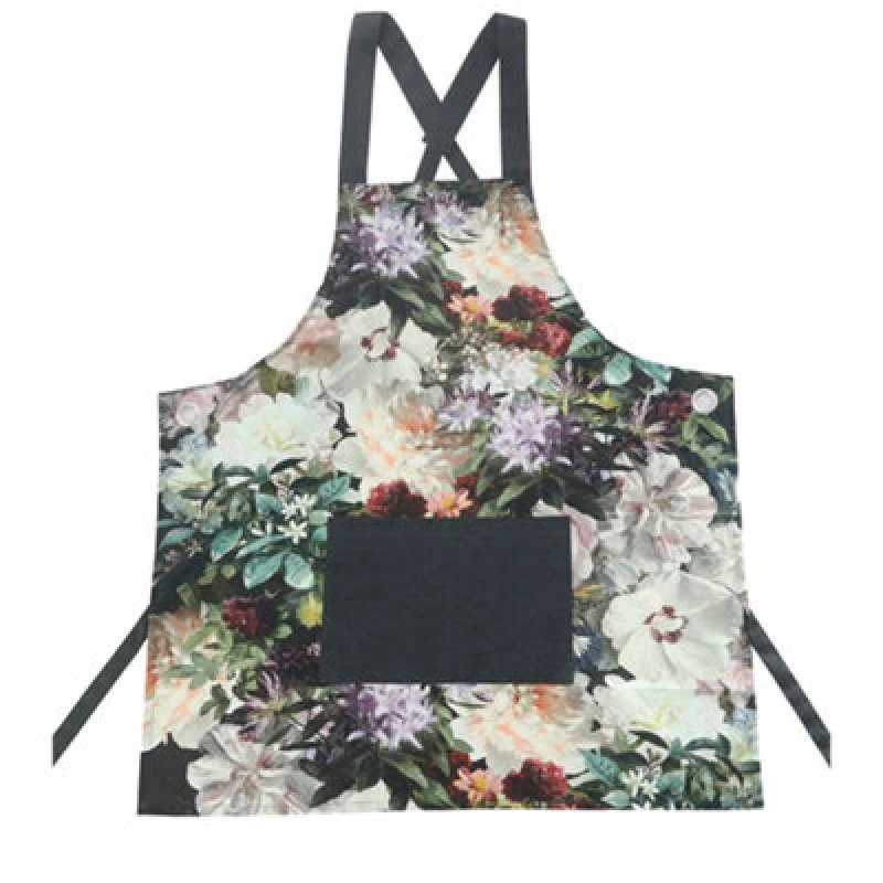 Image of MM Living Fiori Cotton Apron with Dual Patch Pocket Multi