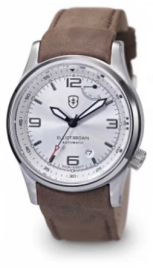 Image of Elliot Brown Mens Tyneham Brown Leather Strap Silver Dial Watch