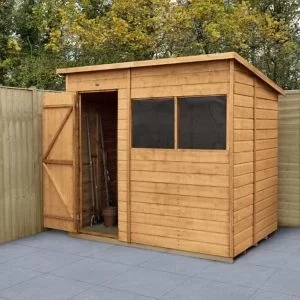 Image of Forest Garden 7X5 Pent Dip Treated Shiplap Shed With Floor Golden Brown