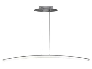 Image of Hemisferic Ceiling Pendant 28W LED 110cm Bar 3000K, 1800lm, Satin Aluminium, Frosted Acrylic