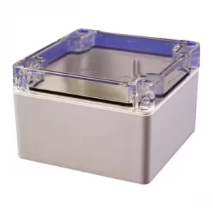 Image of Hammond 1554E2GYCL Watertight PC Enclosure Clear Lid 90 x 90 x 60m...