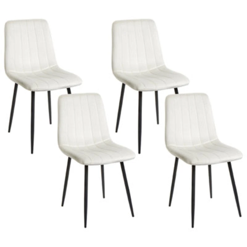 Image of Beliani Set Of 4 Dining Chairs Kalispell Velvet Off-White