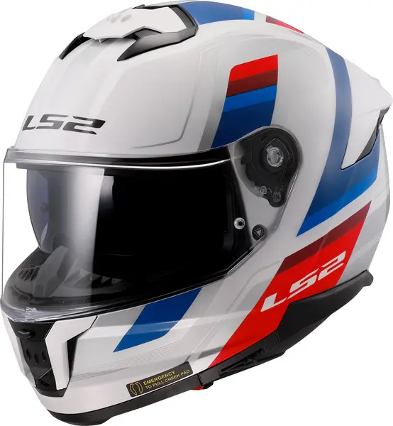 Image of LS2 FF808 STREAM II VINTAGE White Blue Red-06 Full Face Helmet Size L