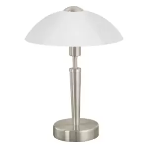 Image of Table Lamp Colour Satin Nickel Shade White Satinized Glass Bulb E14 1x60W