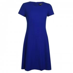 Image of DKNY Short Sleeve Fit Flare Dress
