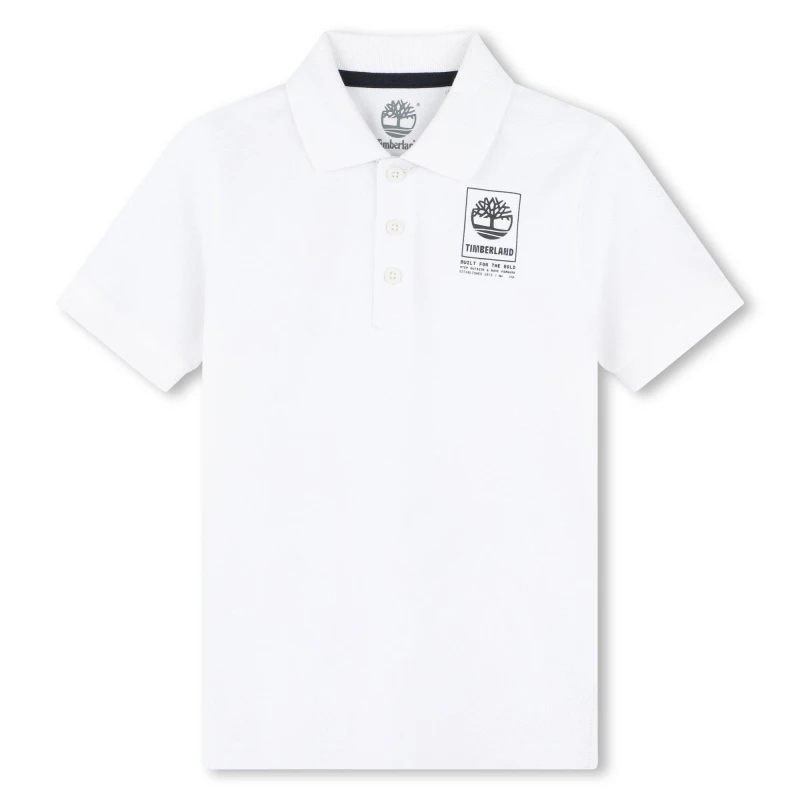 Image of Timberland Kids Logo Short Sleeve Polo Shirt White 10P male 6 Years