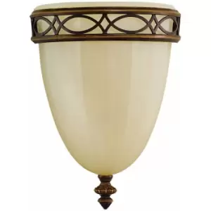 Image of Loops - Wall Light Sconce Cup Shaped Opaque Glass Uplighter Walnut LED E27 60W Bulb