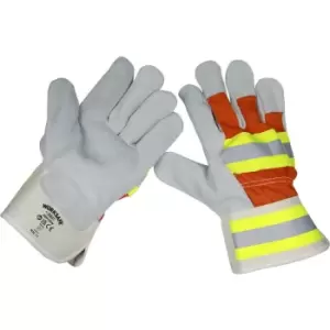 Image of 6 PAIRS Reflective Riggers Gauntlets - Dual Coloured Backing - Reflective Bands