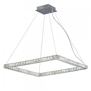 Image of Ceiling Pendant Square Large 36W LED 4000K Polished Chrome, Crystal