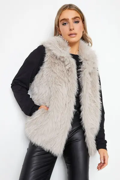 Image of M&Co Faux Fur Gilet Grey