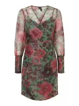 Image of VERO MODA Wrap Mini Dress Women Green