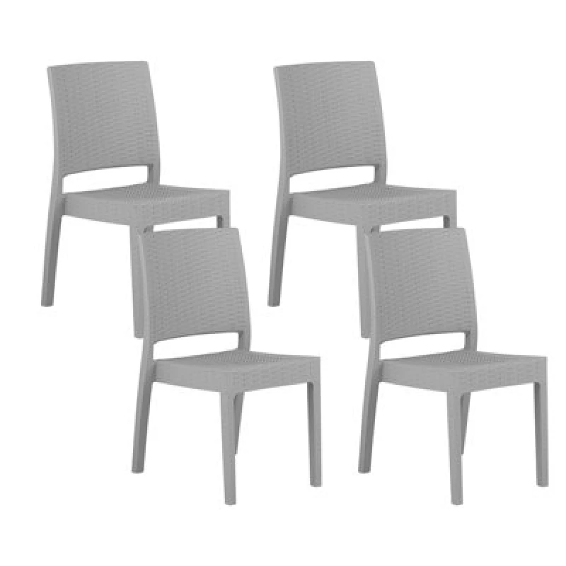 Image of Beliani Set Of 4 Garden Chairs Fossano Synthetic Material Light Grey