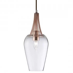 Image of 1 Light Ceiling Pendant Copper with Clear Glass Shade, E27
