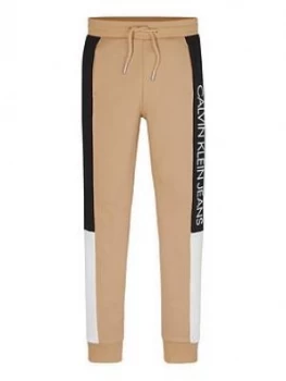 Image of Calvin Klein Jeans Boys Colourblock Logo Jogger - Sand