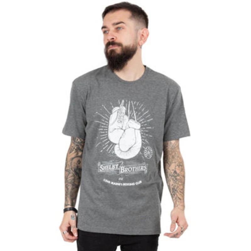 Image of Peaky Blinders Peaky Blinders Men Short Sleeved T-Shirt in Grey Size: Medium Grey M Male 5056210188026