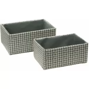 Image of JVL Silva Rectangular Fabric Storage Baskets, Set of 2, Grey