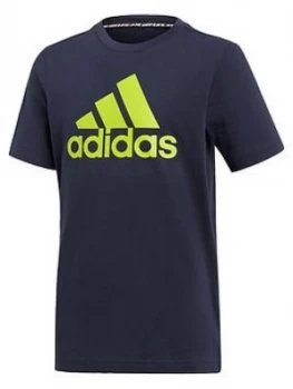 Image of adidas Boys Badge Of Sport T-Shirt - Grey, Size 4-5 Years