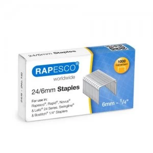 Image of Rapesco 24/6mm Galvanised Staples Box of 1000