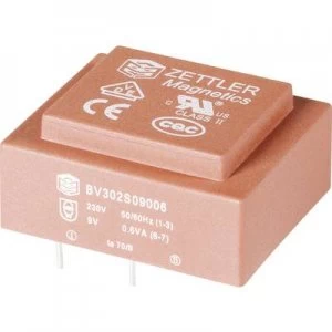 Image of PCB mount transformer 1 x 230 V 2 x 9 V AC 1 VA 33 mA