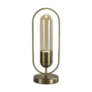 Image of Luminosa Lighting - Table Lamp, 1 x 7W LED, 4000K, 790lm, Antique Brass, Amber