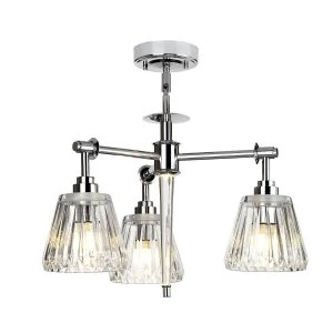 Image of 3 Light Multi Arm Ceiling Pendant Light Polished Chrome IP44, G9