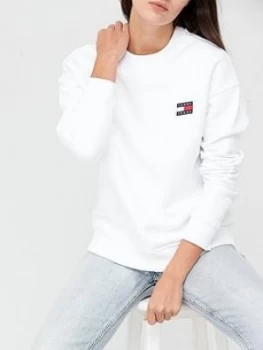 Image of Tommy Jeans Tommy Badge Crew Sweat Top - White