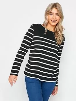 Image of M&Co Stripe Long Sleeve T Shirt -Black, Size 14, Women