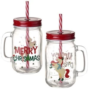 Image of Unicorn Christmas Mason Drinking Jar