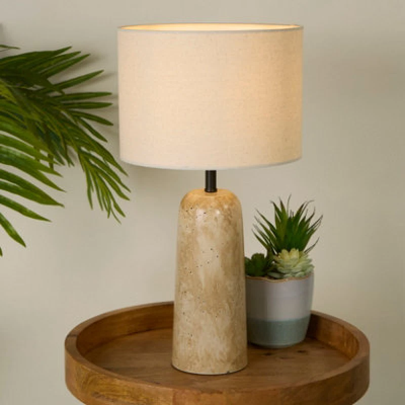 Image of Lighting Collection Travertine Effect Table Lamp Natural unisex One Size
