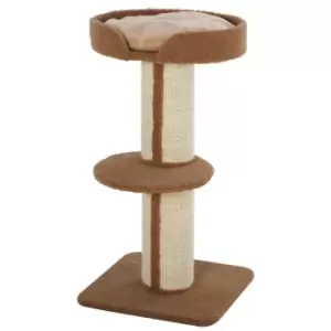 Image of PawHut 2-Tier Cat Resting Tree w/ Top Basket, Cushion and Sisal Post - Brown