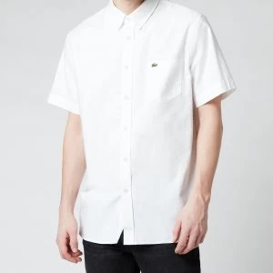 Image of Lacoste Mens Regular Fit Short Sleeve Oxford Shirt - White - 38/S