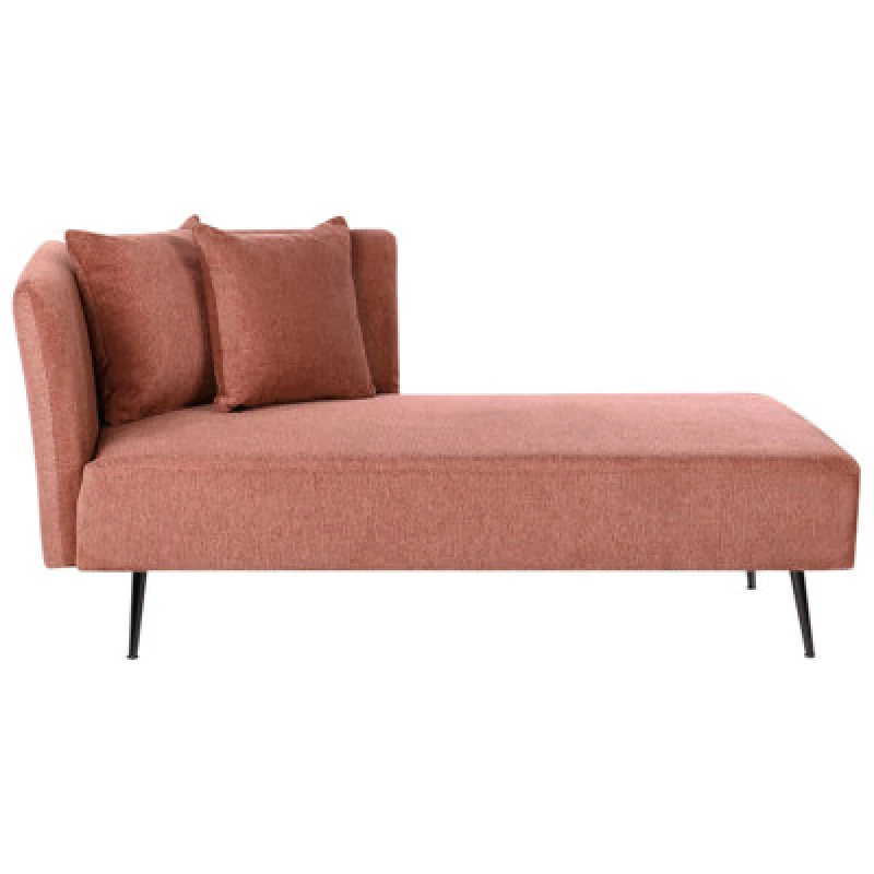 Image of BELIANI Beliani - Modern Left Hand Chaise Lounge Polyester Fabric Upholstery with Cushions Metal Legs Red Riom 576992