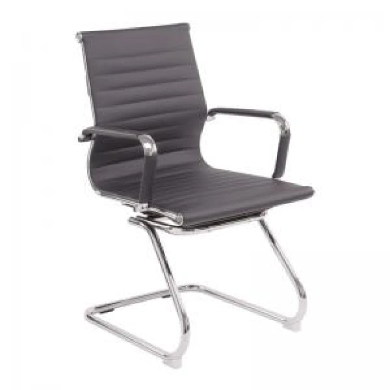 Image of Aura Nautilus Designs Aura Contemporary Medium Back Bonded Leather Executive Cantilever Visitor Chair With Fixed Arms Grey - BCL/8003AV/GY BCL/8003AV/