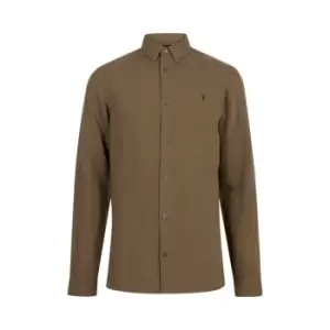 Image of AllSaints AllSaints Sobo Long Sleeve Shirt Mens - Green