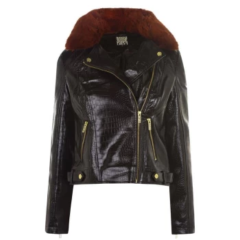 Image of Biba Croc PU Jacket - Chocolate