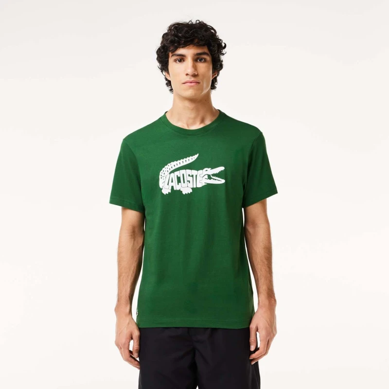 Image of Lacoste Sport Ultra-Dry Croc Print T-Shirt - Green Green XS